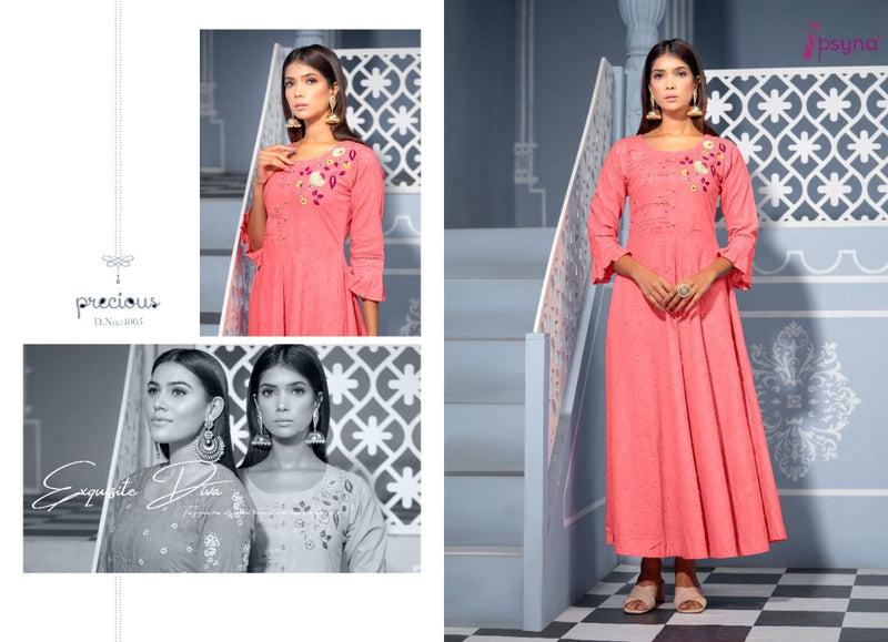 Psyna Precious Vol 4 Cotton Fancy Designer Gown Style Party Wear Kurtis