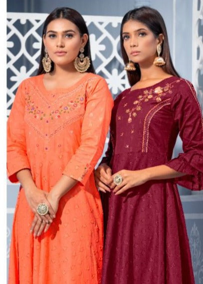 Psyna Precious Vol 4 Cotton Fancy Designer Gown Style Party Wear Kurtis