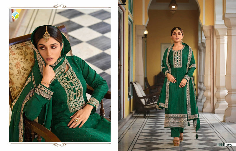 Vinay Fashion Kaseesh Preeyal Dola Silk Heavy Embroidered Wedding Wear Salwar Suits