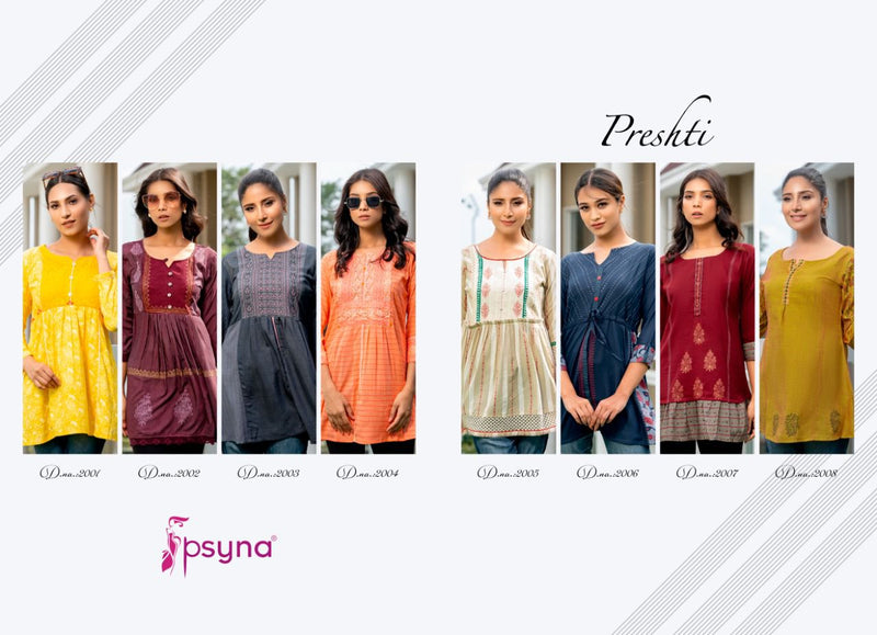 Psyna Presthi Vol 2 Cotton Designer Casual Wear Short Kurtis
