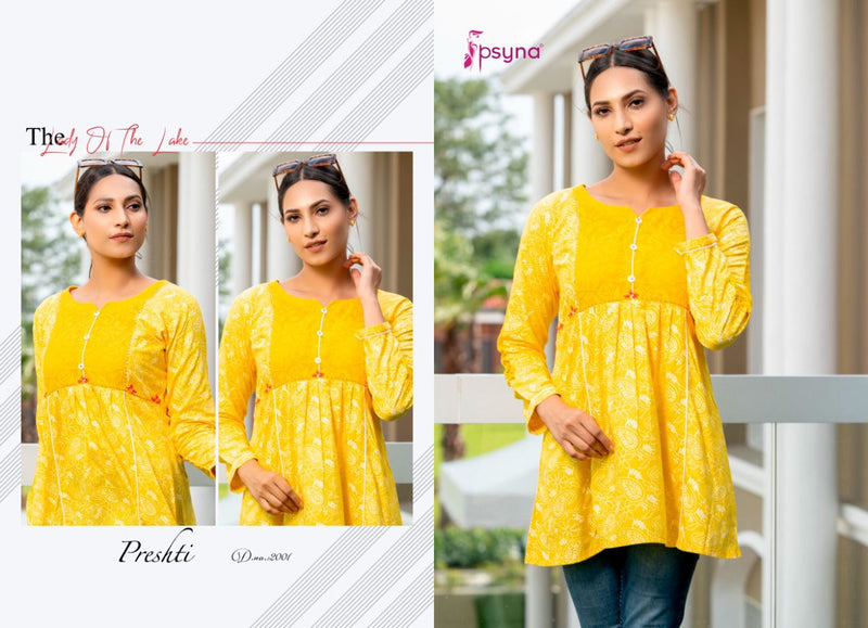 Psyna Presthi Vol 2 Cotton Designer Casual Wear Short Kurtis