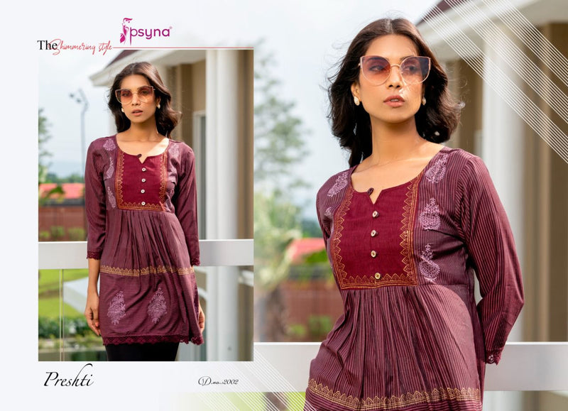 Psyna Presthi Vol 2 Cotton Designer Casual Wear Short Kurtis