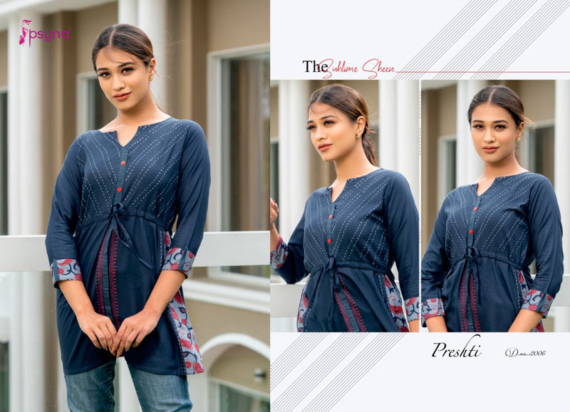 Psyna Presthi Vol 2 Cotton Designer Casual Wear Short Kurtis