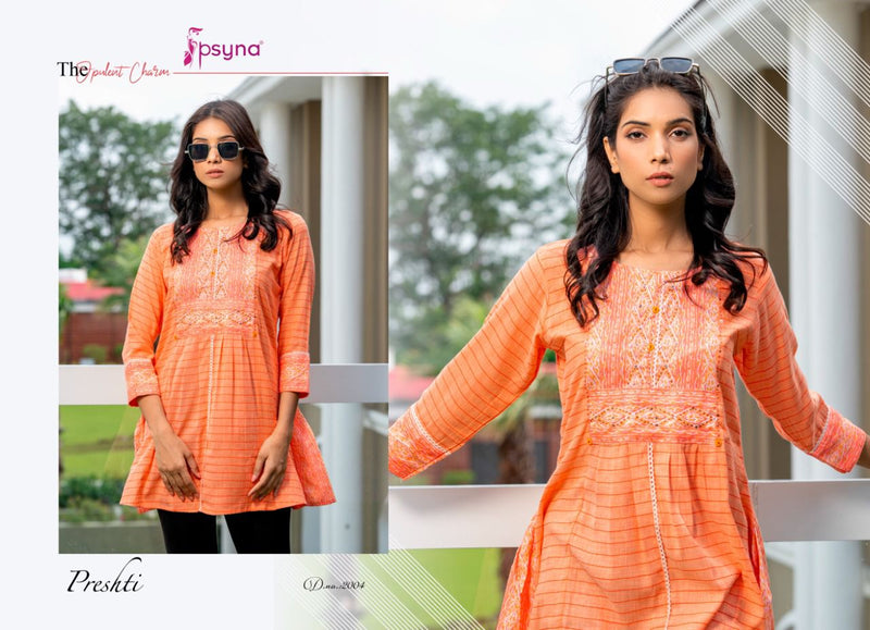 Psyna Presthi Vol 2 Cotton Designer Casual Wear Short Kurtis