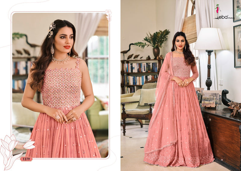 Eba Lifestyle Prime Rose Vol 4 Georgette Embroidered Wedding Wear Gown Style  Salwar Suits