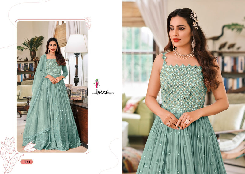 Eba Lifestyle Prime Rose Vol 4 Georgette Embroidered Wedding Wear Gown Style  Salwar Suits