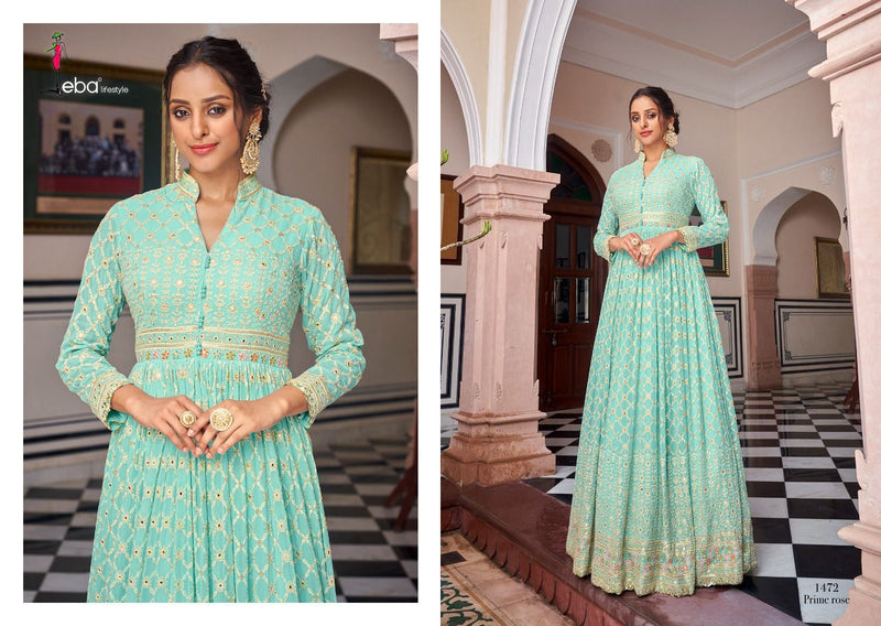 Eba Lifestylie Prime Rose Vol 7 Georgette With Heavy Embroidery Work Stylish Designer Long Kurti