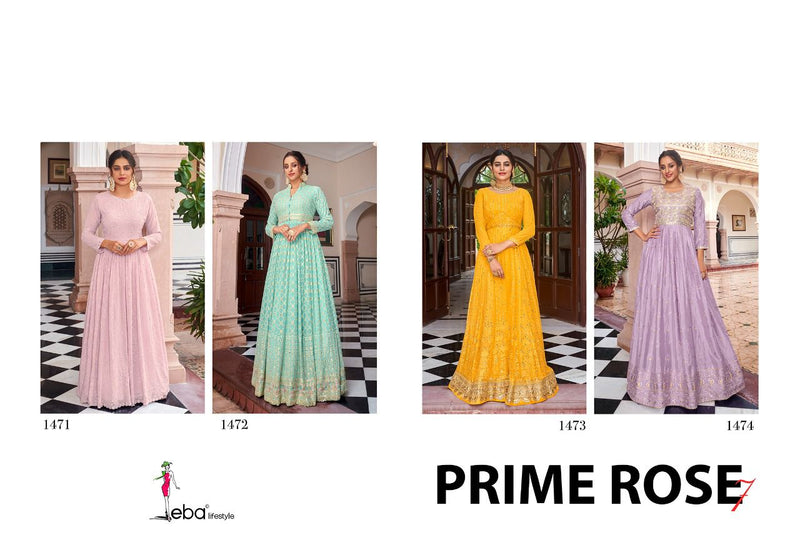 Eba Lifestylie Prime Rose Vol 7 Georgette With Heavy Embroidery Work Stylish Designer Long Kurti