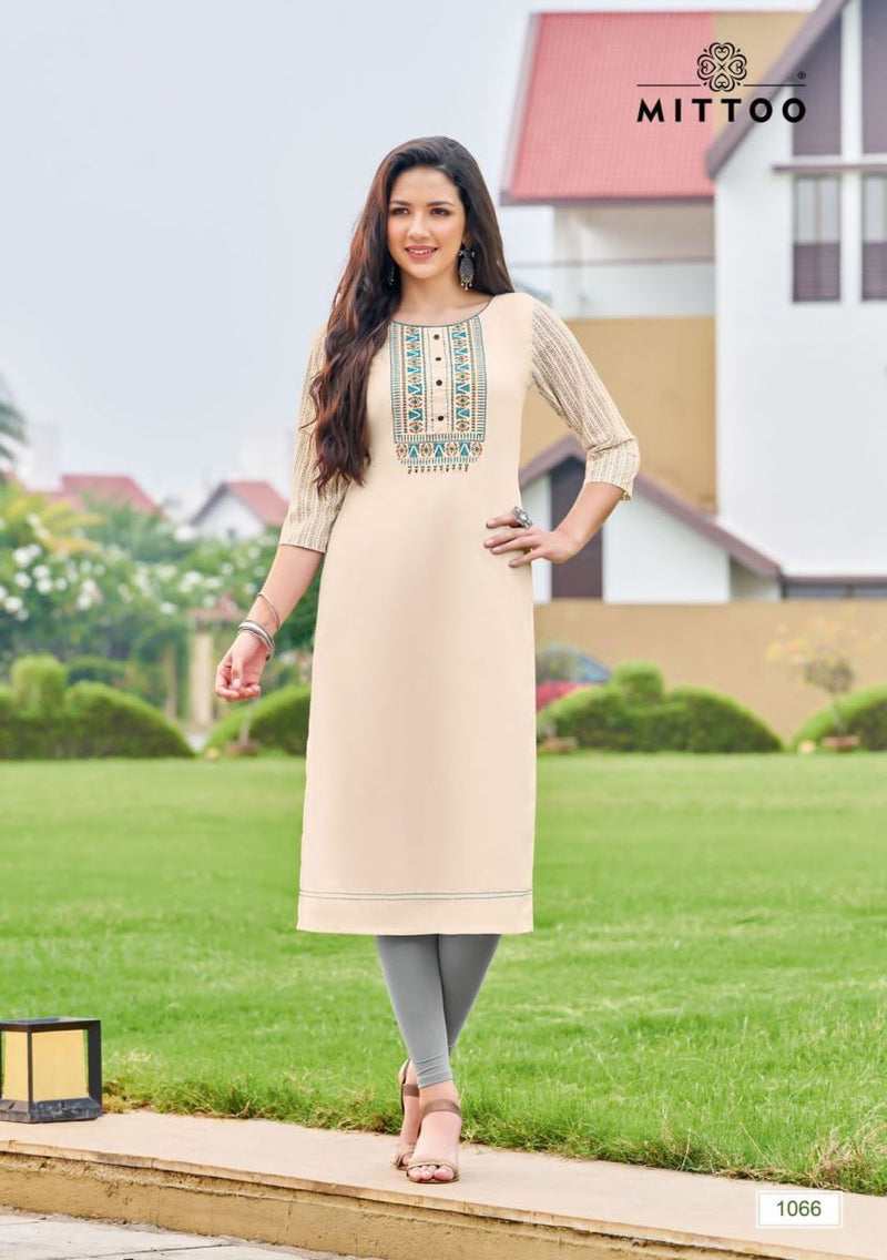 Mittoo Prince Vol 2 Rayon With Fancy Work stylish Designer Casual Wear Kurti