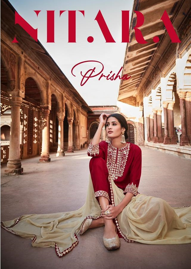 Nitara Prisha Viscose Silk With Mirror & Heavy Embroidery Work Stylish Designer Fancy Kurti