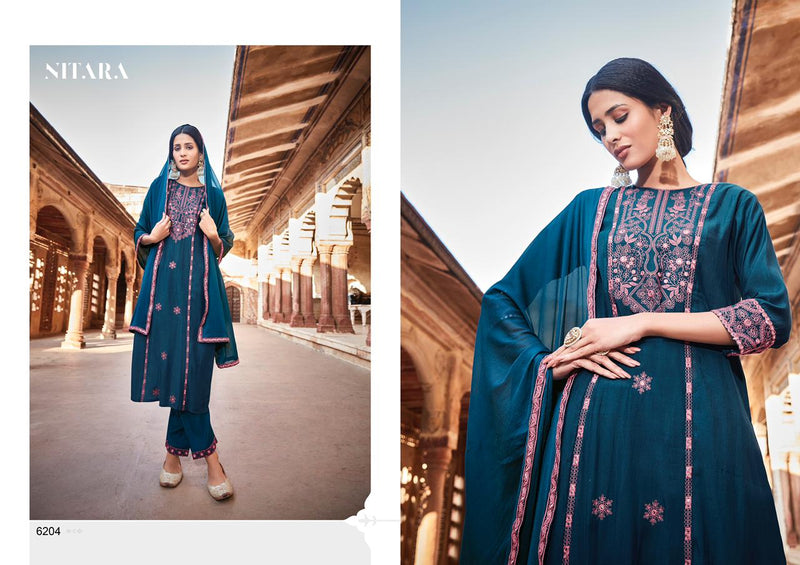 Nitara Prisha Viscose Silk With Mirror & Heavy Embroidery Work Stylish Designer Fancy Kurti