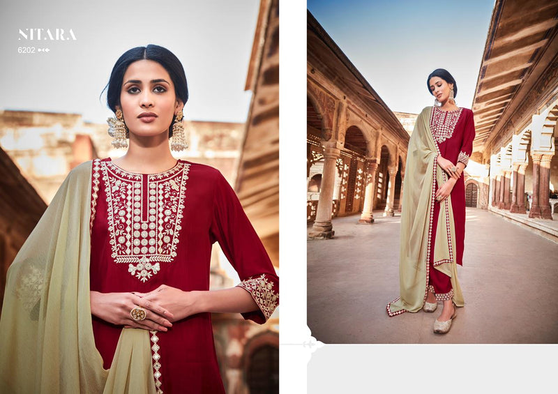 Nitara Prisha Viscose Silk With Mirror & Heavy Embroidery Work Stylish Designer Fancy Kurti