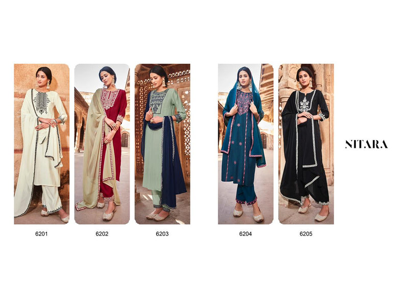 Nitara Prisha Viscose Silk With Mirror & Heavy Embroidery Work Stylish Designer Fancy Kurti