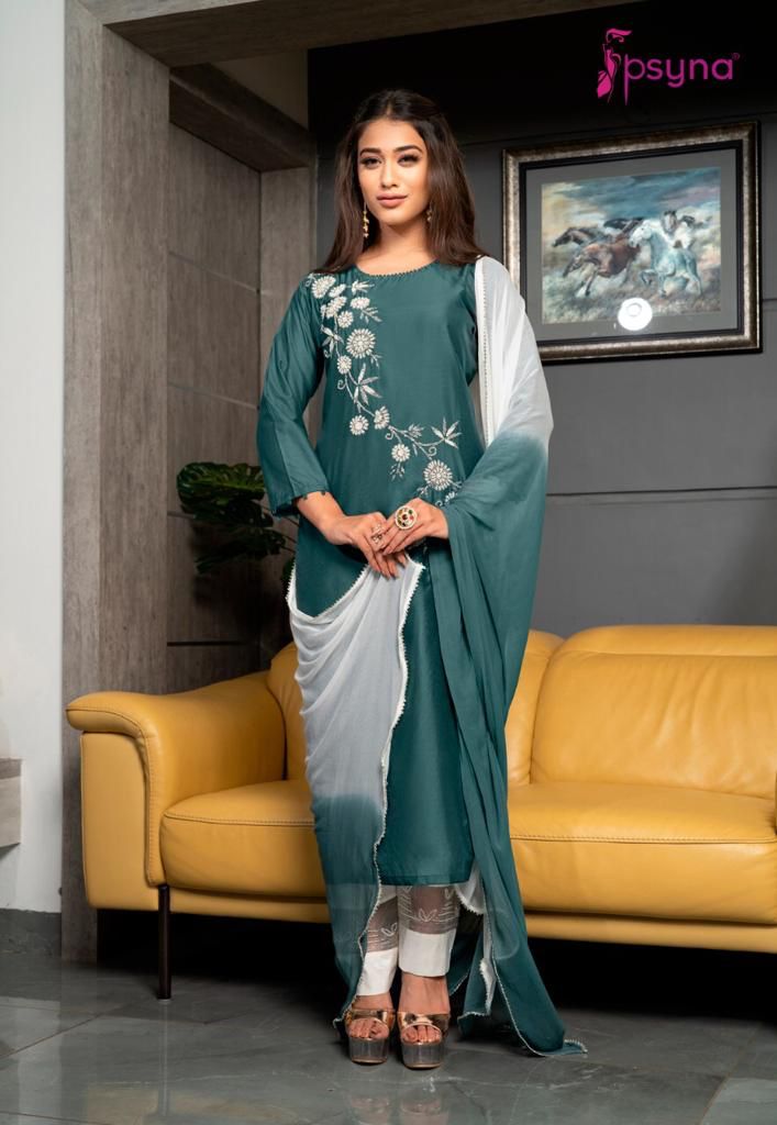 Psyna  Panchi Vol 3 Chanderi Sets Of Party Wear Kurtis With Dupatta & Bottom