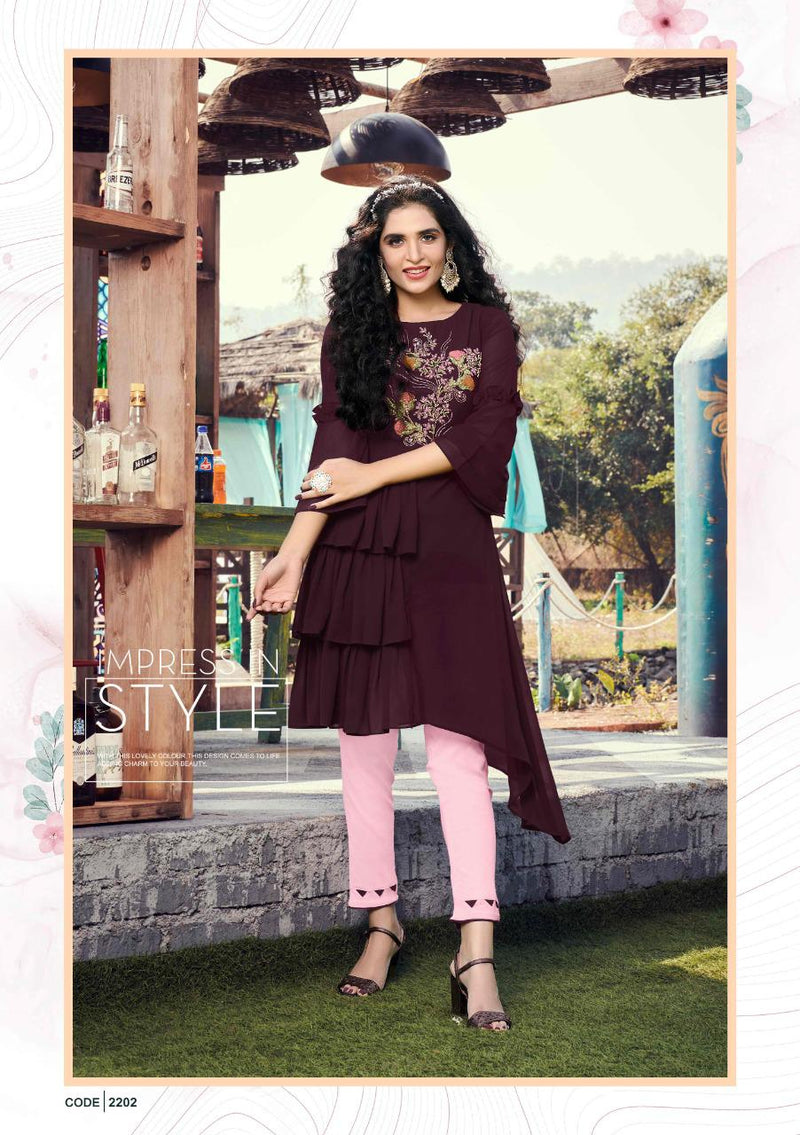 Anju Fabrics Purity Vol 2 Fox Georgette Designer Style Party Wear Kurtis