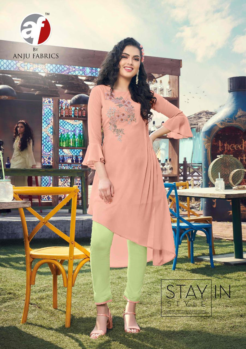 Anju Fabrics Purity Vol 2 Fox Georgette Designer Style Party Wear Kurtis