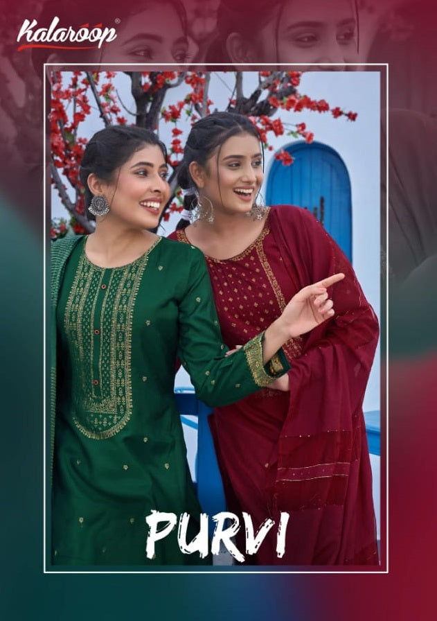 Kalaroop Purvi Jacquard With Embroidery Work stylish designer Festive Wear Fancy Kurti