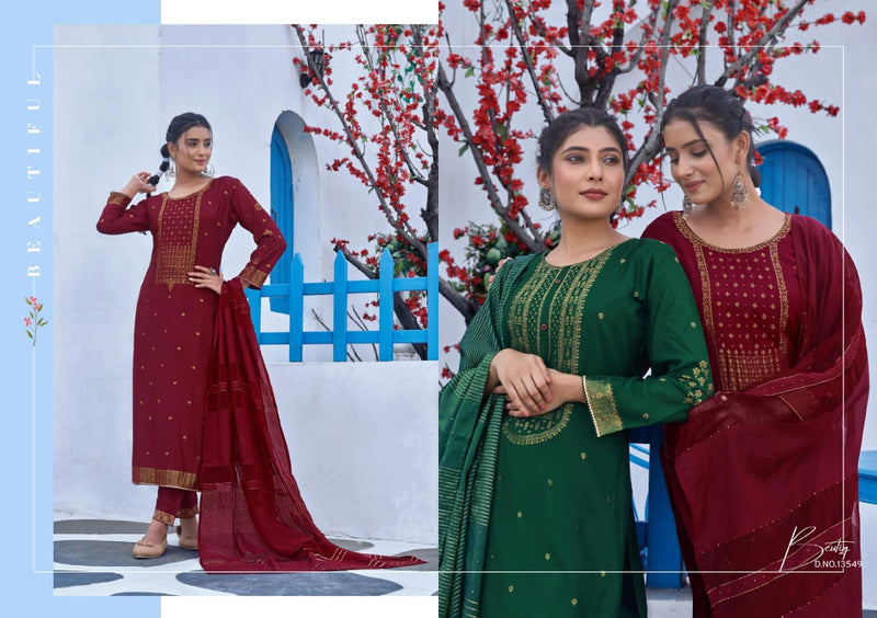 Kalaroop Purvi Jacquard With Embroidery Work stylish designer Festive Wear Fancy Kurti