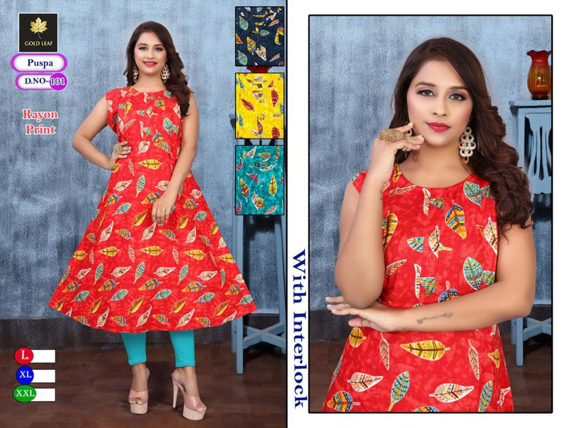 Gold Leaf Pushpa Fancy Printed Feeding Top Party Wear Kurtis