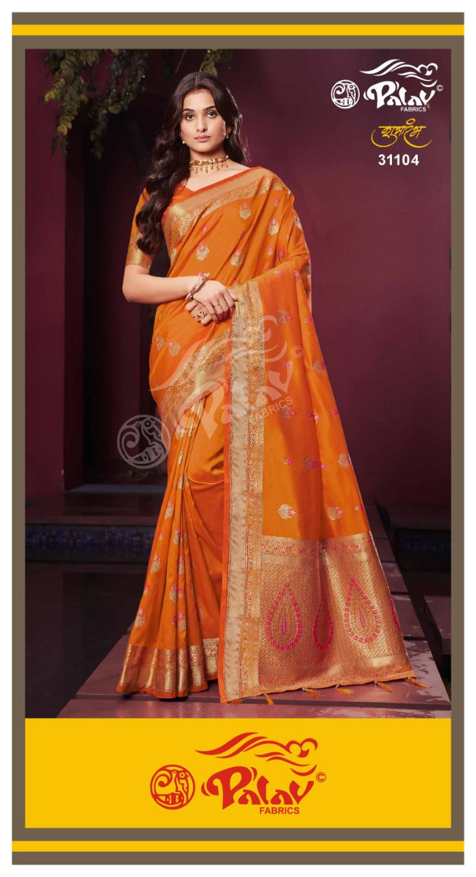 Palav Fabric Presents By Shubh Aramba Fancy Designer Traditional Wear Heavy Sarees