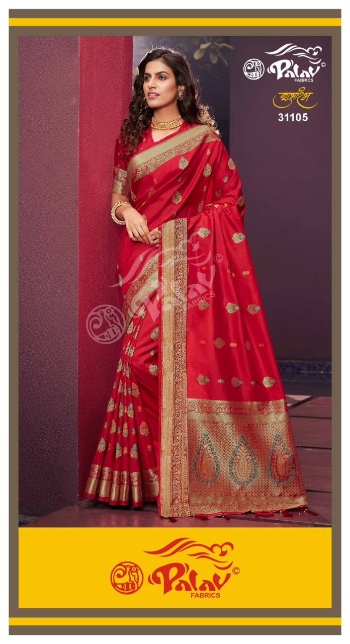 Palav Fabric Presents By Shubh Aramba Fancy Designer Traditional Wear Heavy Sarees