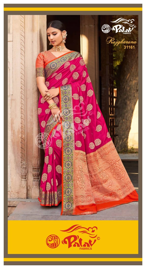 Palav Launch By Rajgharana Pure Silk Designer Work Traditional Look Fancy Wear Sarees
