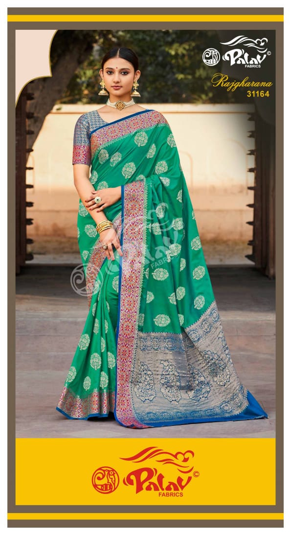 Palav Launch By Rajgharana Pure Silk Designer Work Traditional Look Fancy Wear Sarees