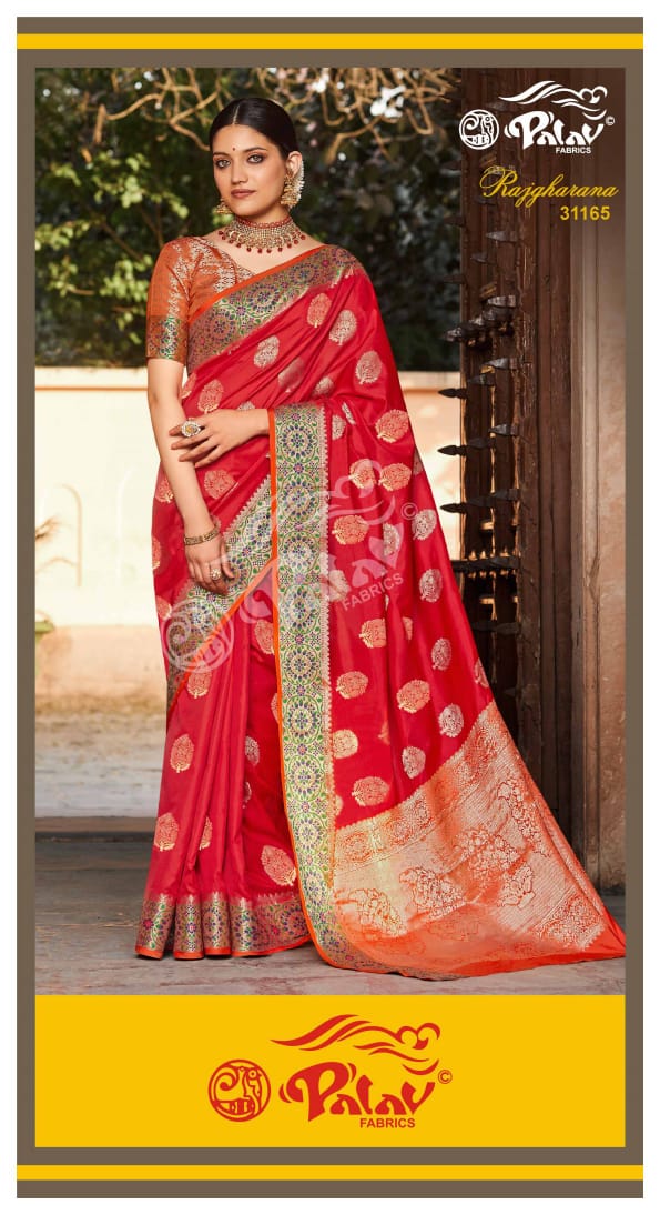 Palav Launch By Rajgharana Pure Silk Designer Work Traditional Look Fancy Wear Sarees