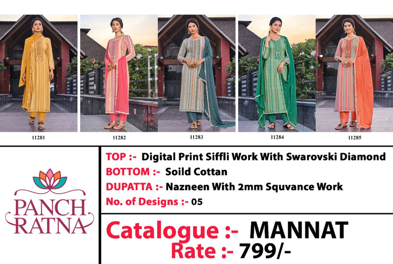 Panch Ratna Launch Mannat Jacquard With Swarovski Diamond Work Exclusive Casual Wear Salwar Suits