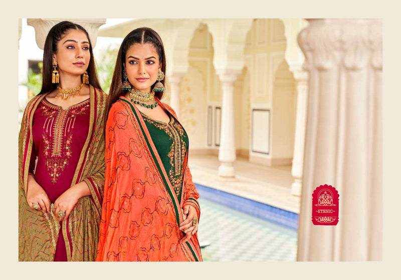Panch Ratna Odhani Jam Silk Embroidery Work Fancy Salwar Kameez