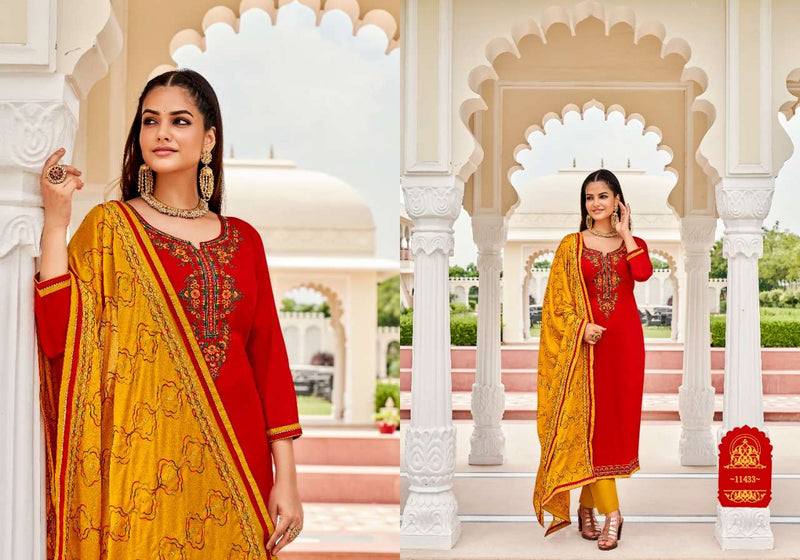 Panch Ratna Odhani Jam Silk Embroidery Work Fancy Salwar Kameez