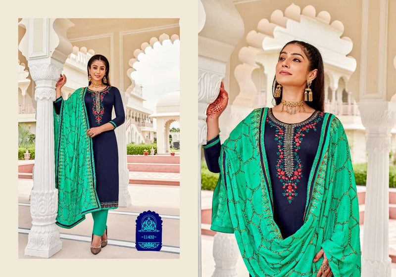 Panch Ratna Odhani Jam Silk Embroidery Work Fancy Salwar Kameez