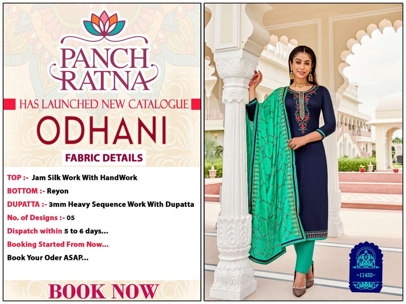 Panch Ratna Odhani Jam Silk Embroidery Work Fancy Salwar Kameez