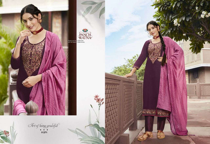 Panch Ratna Royal Jam Silk With Bridal Embroidery Work dress