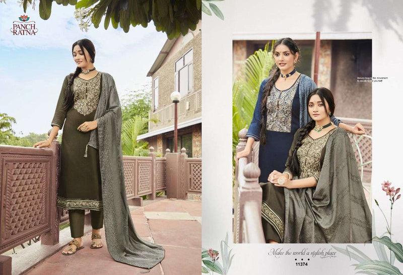 Panch Ratna Royal Jam Silk With Bridal Embroidery Work dress