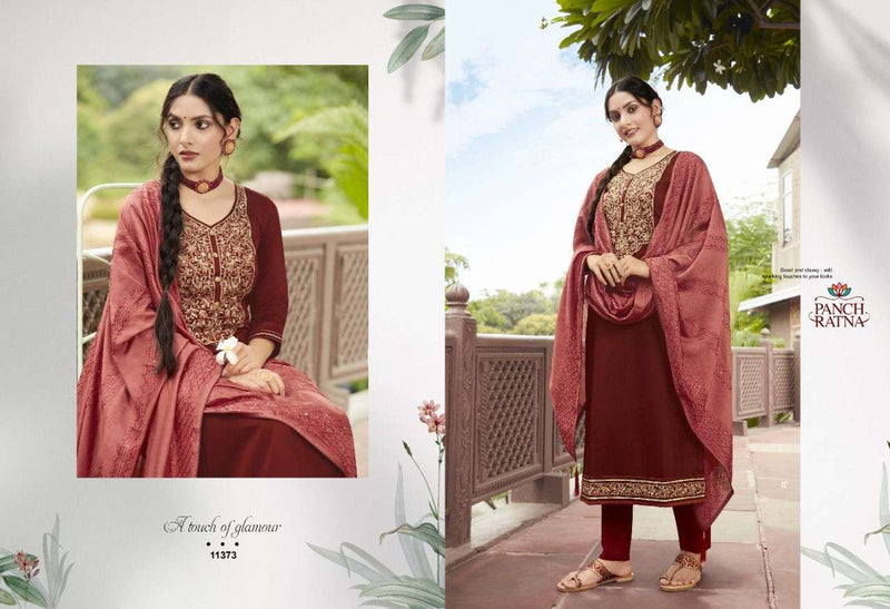 Panch Ratna Royal Jam Silk With Bridal Embroidery Work dress