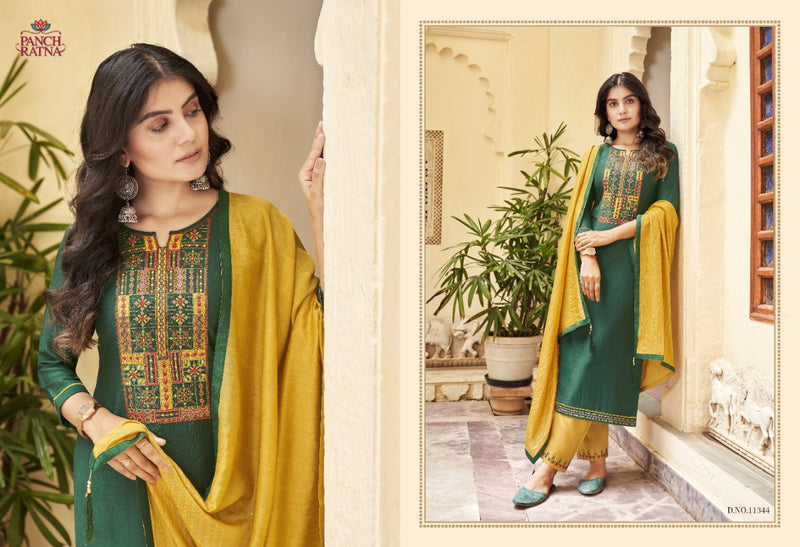 Panchratna Launch Ritika Heavy Silk With Embroidery Work Designer Pakistani Salwar Suits