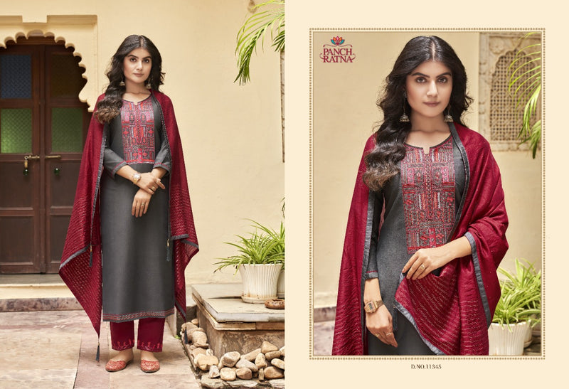 Panchratna Launch Ritika Heavy Silk With Embroidery Work Designer Pakistani Salwar Suits