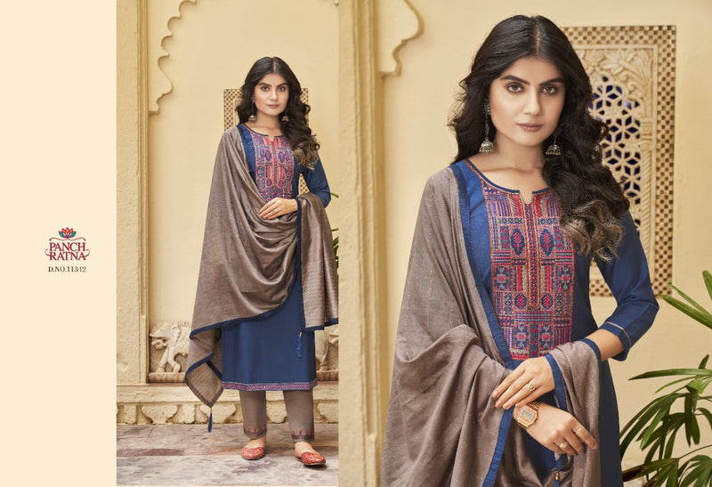 Panchratna Launch Ritika Heavy Silk With Embroidery Work Designer Pakistani Salwar Suits