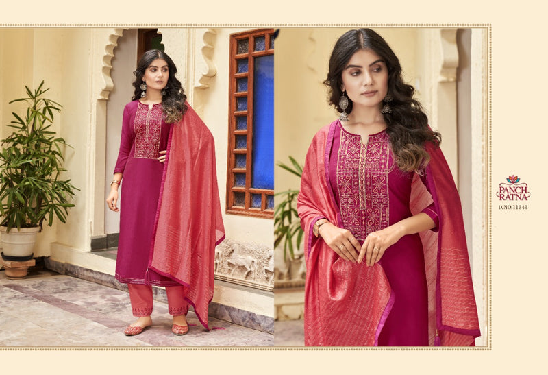 Panchratna Launch Ritika Heavy Silk With Embroidery Work Designer Pakistani Salwar Suits