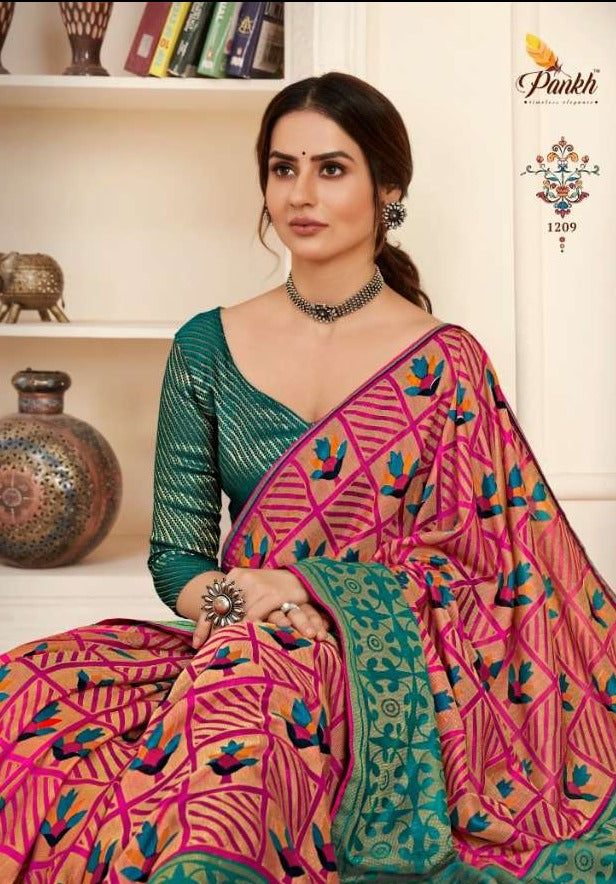 Pankh Launch By Nandini 1201-1209 Series Brasso With Heavy Printed Designer Casual Wear Sarees