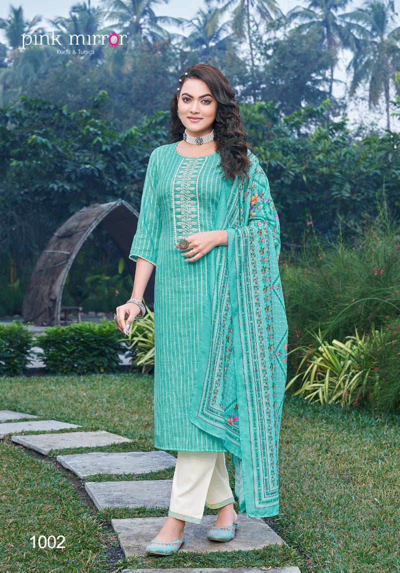 Pink Mirror Feather Viscose Cotton Embroidered Work Readymade Kurti