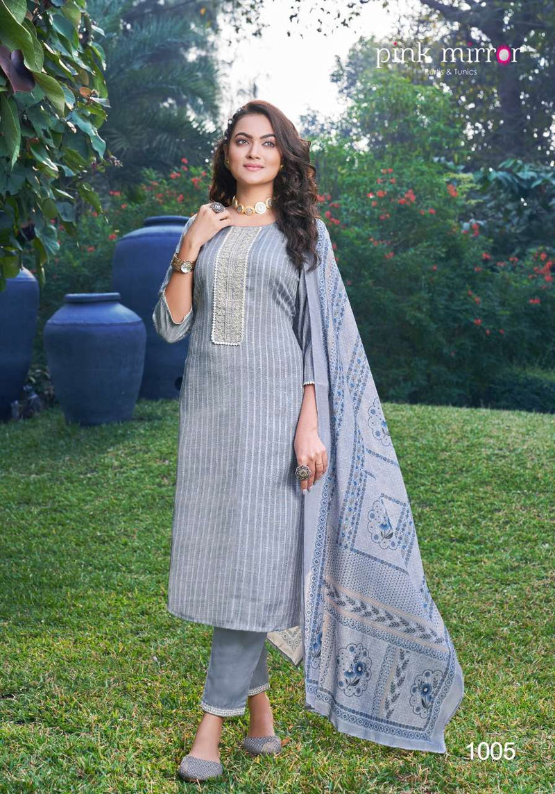 Pink Mirror Feather Viscose Cotton Embroidered Work Readymade Kurti