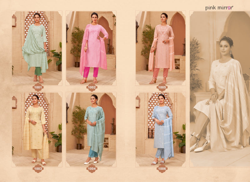 Pink Mirror Portrait Viscose With Embroidery Work Kurti
