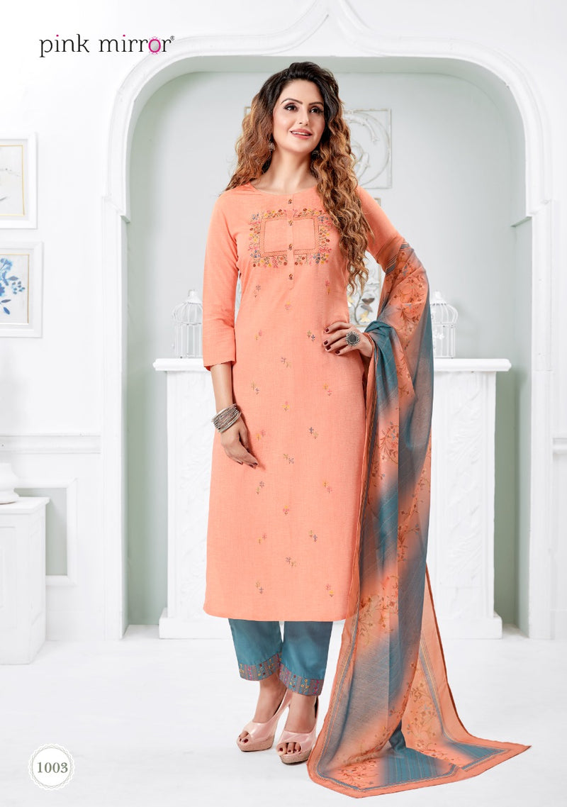 Pink Mirror Serenity Viscose Silk Liva With Embroidery And Handwork Kurti