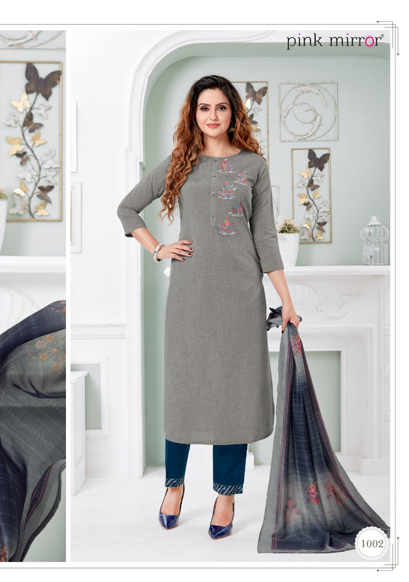 Pink Mirror Serenity Viscose Silk Liva With Embroidery And Handwork Kurti