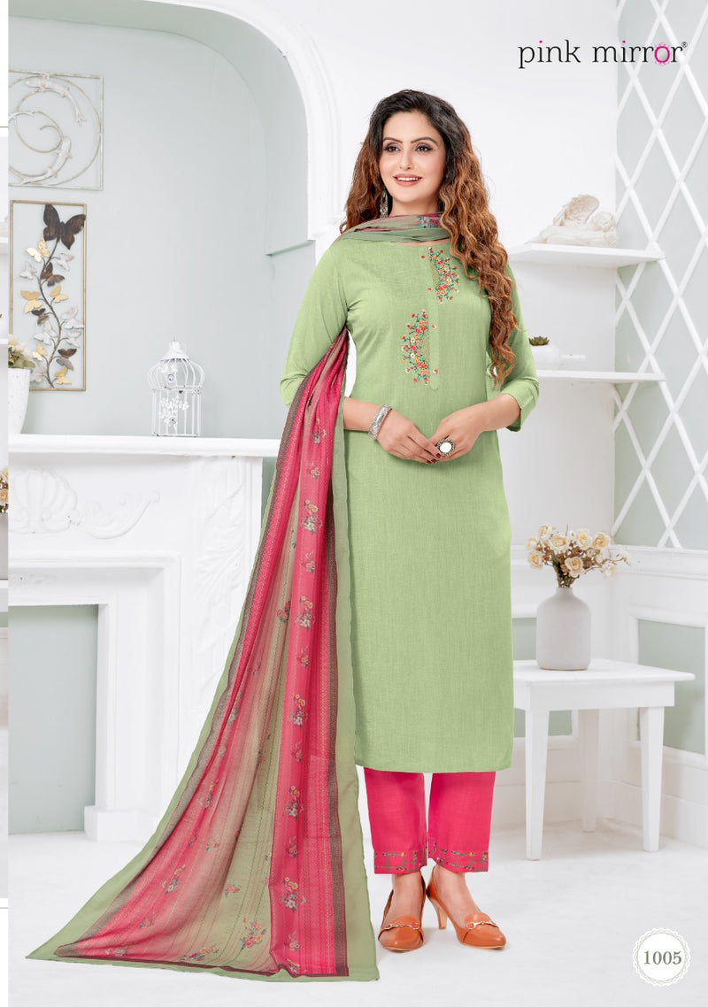 Pink Mirror Serenity Viscose Silk Liva With Embroidery And Handwork Kurti