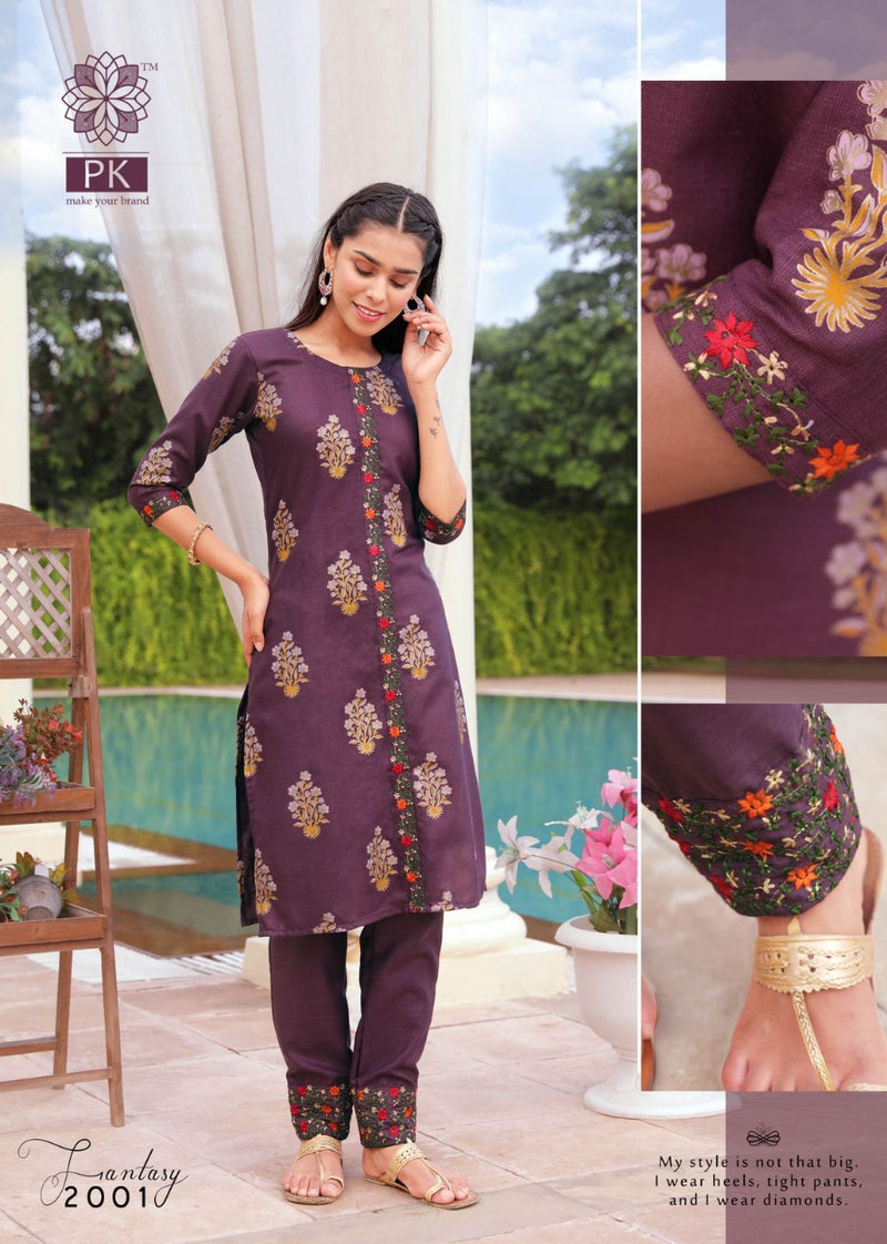 Pk Fashion Fantasy Vol 2 Cotton Printed Readymade Casual Wear Fancy Kurti With Bottom
