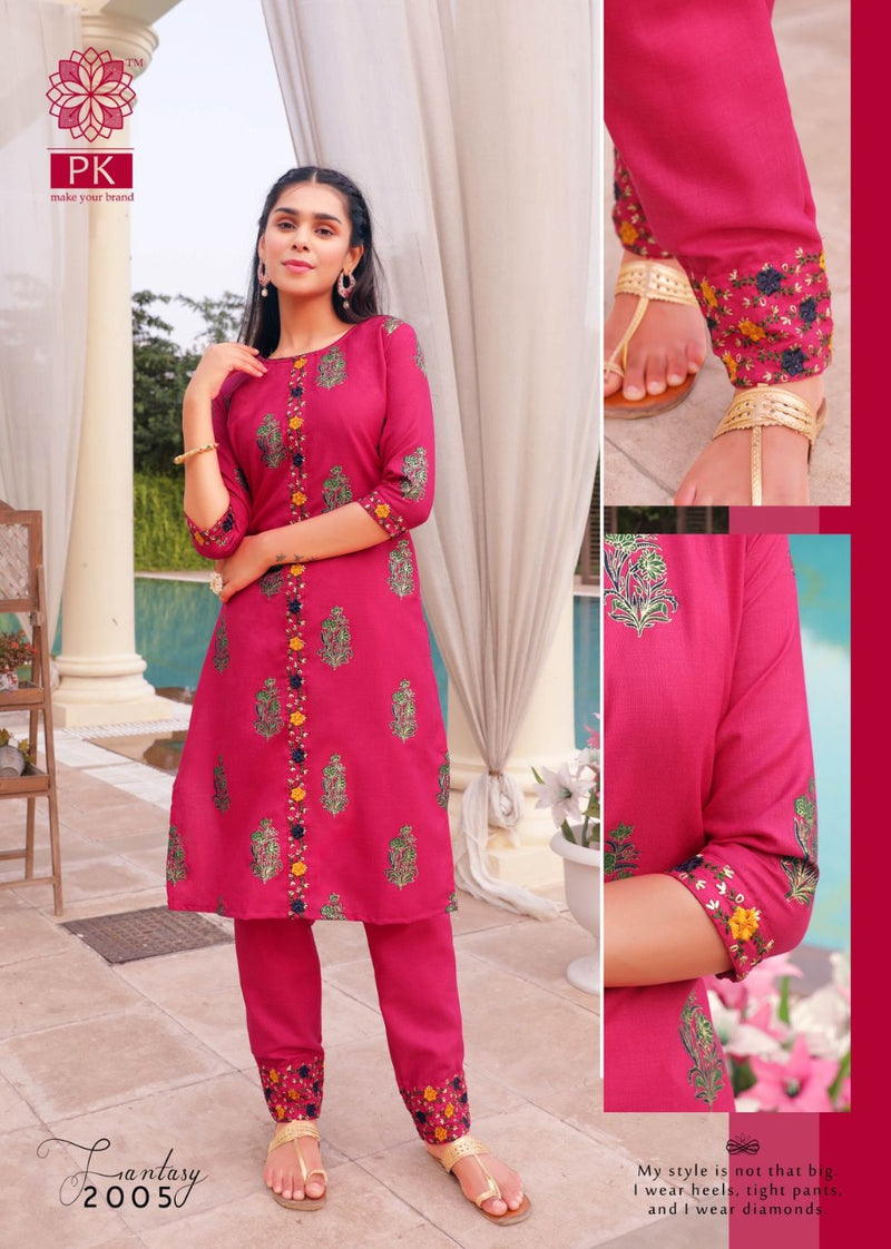 Pk Fashion Fantasy Vol 2 Cotton Printed Readymade Casual Wear Fancy Kurti With Bottom