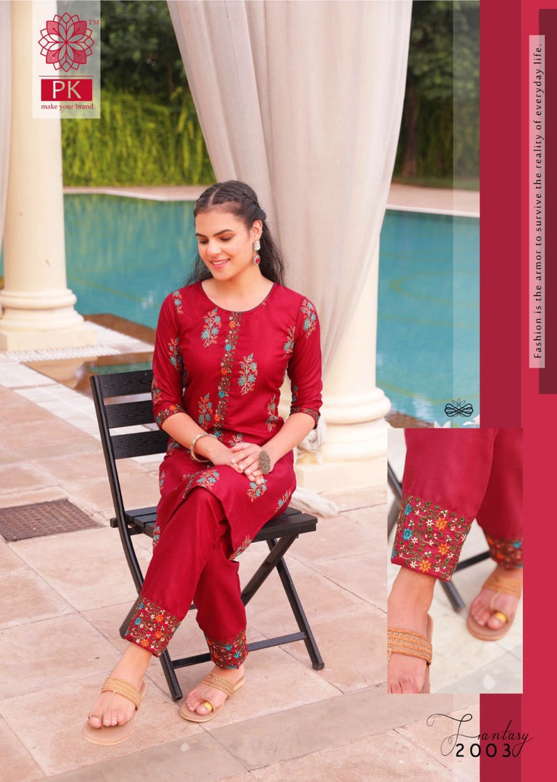 Pk Fashion Fantasy Vol 2 Cotton Printed Readymade Casual Wear Fancy Kurti With Bottom